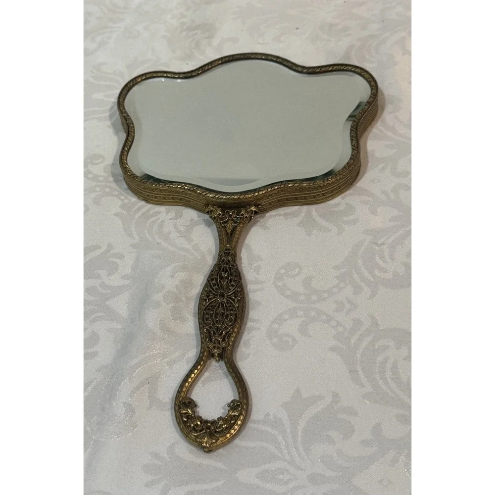 Vintage French Hand Held Courting Mirror jasperware Wedgwood-Style Medallion